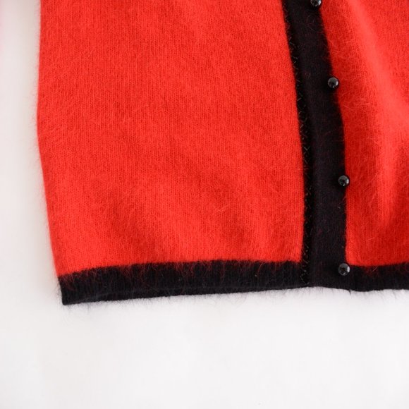 Vintage Refaella Petites Red 45% Rabbit Hair 40% Lambswools Button Down Cardigan - Picture 8 of 12